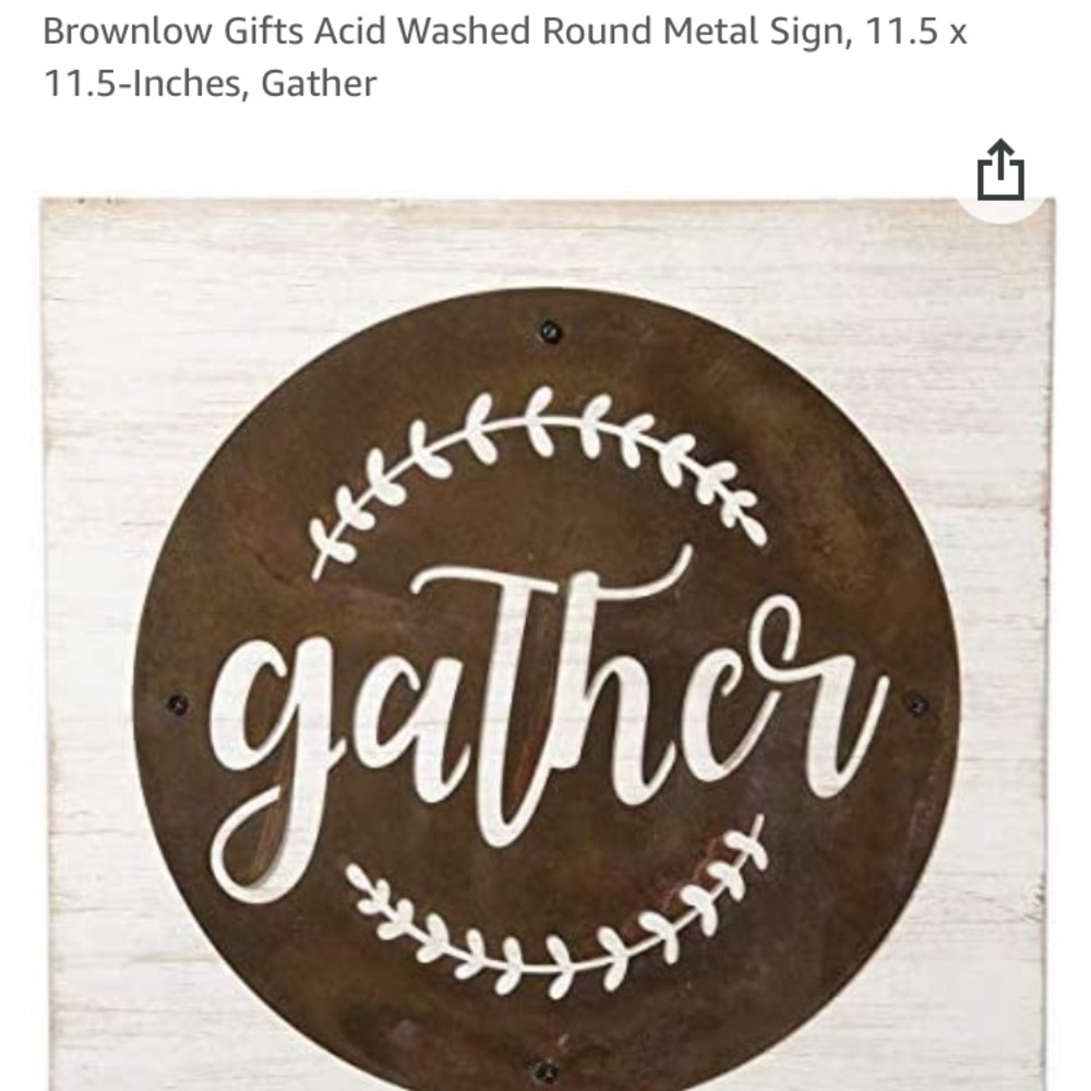 Brownlow Acid Washed “Gather” Round Metal Sign/Hanging